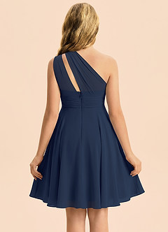 Azazie Charlize Junior Dark Navy A-Line Pleated Chiffon Dress image2