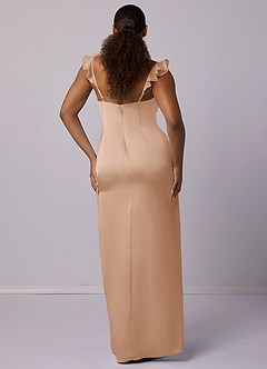 Barbie ♥ Azazie Bridesmaid Dresses English Rose Sheath Stretch Satin Dress image7