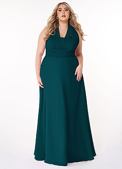 Azazie Fifi Abiti da Damigella Abito Convertibile A-Line in Chiffon Senza Cinturino Pino image12