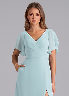 Azazie Ambrosia Bridesmaid Dresses Mist A-Line Pleated Chiffon Dress image2