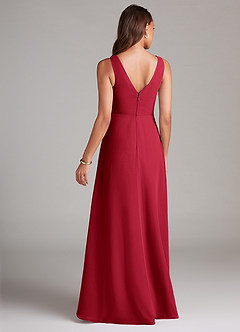 Azazie Nelly Bridesmaid Dresses Scarlet A-Line Pleated Chiffon Dress image5