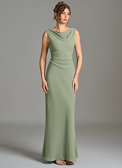 Azazie Kieryn Bridesmaid Dresses Pistachio Mermaid Pleated Chiffon Dress image5