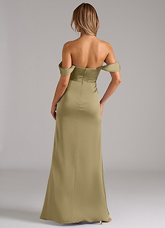 Azazie Johana Vestidos de damas de honor Vestido de Musgo Verde de Satén Elástico de Corte Sirena Convertible con Vestidos sin tirantes image4