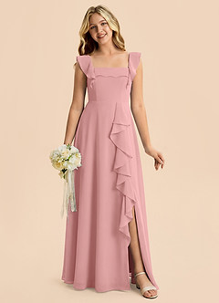 Azazie Nori Junior Dusty Rose A-Line Ruched Chiffon Dress image1