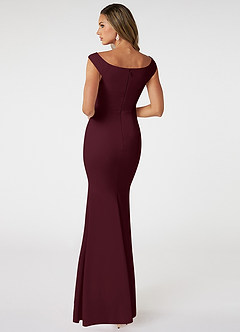 Azazie Nicolina At-home Try On Dresses Cabernet Mermaid Square Neckline Stretch Crepe Dress image4