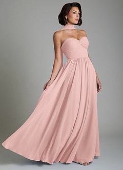 Azazie Petra Abiti da Damigella Abito A-Line in Chiffon Corsetto Rosa Cipria image1