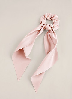front Matching Color Matte Satin Hair Scarf Scrunchie