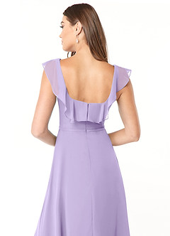 Azazie Jinny Bridesmaid Dresses Lilac A-Line Square Neckline Ruched Chiffon Dress image12