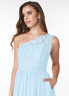 Azazie Demi Bridesmaid Dresses A-Line One Shoulder Chiffon Floor-Length Dress image5