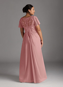 Azazie Holga Final Sale Dusty Rose A-Line V-Neck Lace Chiffon Dress image8