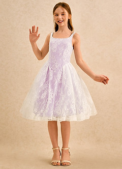 Azazie Cubbie Girls Formal Flower Girl Dresses Candy Pink A-Line Lace Dress image5