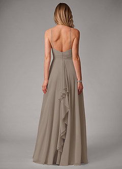 Azazie Amalia Abiti da Damigella Abito A-Line in Chiffon Plissettato Taupe image6
