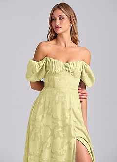 Azazie Mirian Bridesmaid Dresses Lemon Sorbet A-Line Sweetheart Neckline Floral Burnout Dress image2