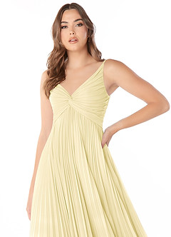Azazie Raychelle Bridesmaid Dresses Lemon Sorbet A-Line V-Neck Chiffon Dress image6