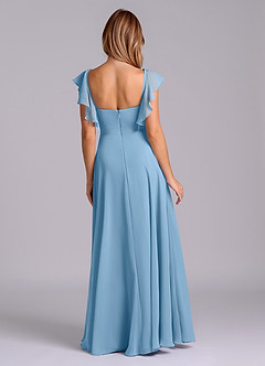 Azazie Leilani Bridesmaid Dresses Steel Blue A-Line Pleated Chiffon Dress image2