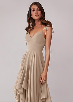 Barbie ♥ Azazie Bridesmaid Dresses Taupe A-Line Bow Chiffon Dress image5