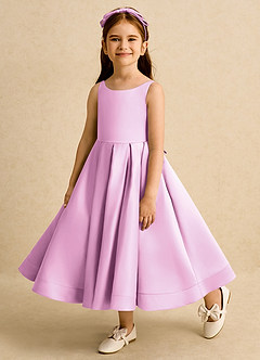 Azazie Babs vestidos de niña de las flores Vestido de Rosa Caramelo de Satin Mate de Princesa con Plisado image8