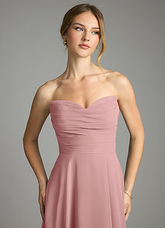 Azazie Ayla Abiti da Damigella Abito A-Line in Chiffon Scollo a Cuore Rosa Polverosa image4