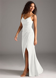 Azazie Deandra Bridesmaid Dresses White Mermaid Pleated Chiffon Dress image3