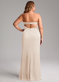 Azazie Leonis Brautjungfernkleider Wandelbar Meerjungfrau-Linie Plissee Stretch-Satin Kleid Alabaster Weiß image10