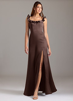 Azazie Callie Bridesmaid Dresses Ganache A-Line Ruched Stretch Satin Convertible Dress image3