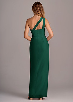 Azazie Tatianna Bridesmaid Dresses Emerald Sheath One Shoulder Chiffon Dress image2