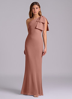 Azazie Yuanna Bridesmaid Dresses Cedar Rose Mermaid One Shoulder Chiffon Dress image5