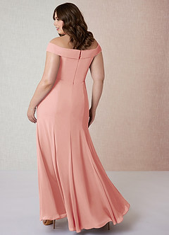 Azazie Lecia Bridesmaid Dresses Rosette Empire Off-The-Shoulder Pleated Chiffon Convertible Dress image9