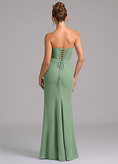 Azazie Sorrel Vestidos de damas de honor Vestido de Matcha de Gasa de Corte Sirena con Corsé image2