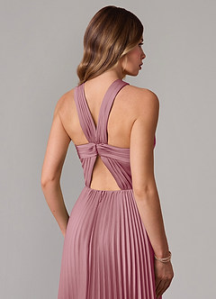 Azazie Afra Bridesmaid Dresses Vintage Mauve A-Line Pleated Stretch Satin Dress image5