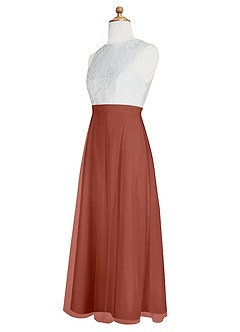 Azazie Albertine Junior Auburn A-Line Lace Chiffon Dress image9