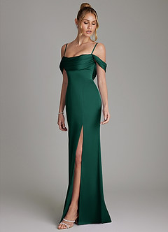 Azazie Nira Bridesmaid Dresses Emerald Mermaid Corset Stretch Satin Dress image6