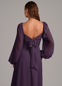 Azazie Annistyn Brudtärnklänningar Klänning av A-Linje i Chiffong Långärmad Plommon image8