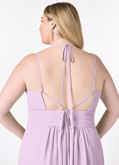 Azazie Farren Bridesmaid Dresses Frosted Lilac A-Line Pleated Chiffon Convertible Dress image14