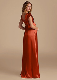 Azazie Allessia Maternity Bridesmaid Dresses A-Line Metallic Satin Floor-Length Dress image2