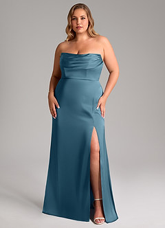 Azazie Saige Bridesmaid Dresses Bermuda Sheath Off the Shoulder Stretch Satin Dress image16
