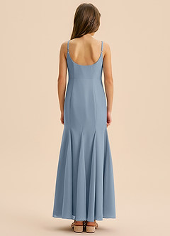 Azazie Evey Junior Abito Sirena in Chiffon Plissettato Blu Polveroso image2