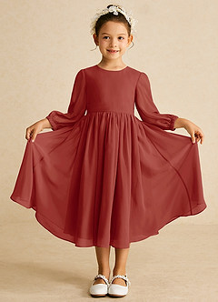 Azazie Lolo Flower Girl Klänningar Klänning A-Linje i Chiffong med ärmar image3