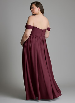 Azazie Saige Robes de demoiselle d'honneur de maternité Robe Trapèze Plissé Longueur sol Mousseline de soie image10