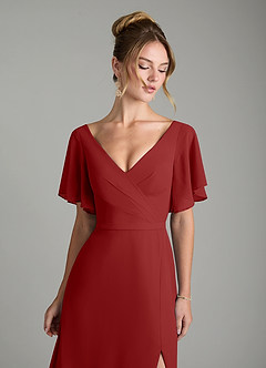 Azazie Ambrosia Bridesmaid Dresses Rust A-Line Pleated Chiffon Dress image3
