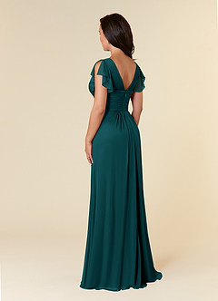 Azazie Reneya Mother of the Bride Dresses Peacock A-Line Pleated Mesh Dress image3