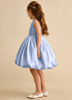 Azazie Nirvana Flower Girl Dresses Ice Ball-Gown Ruched Matte Satin Dress image4