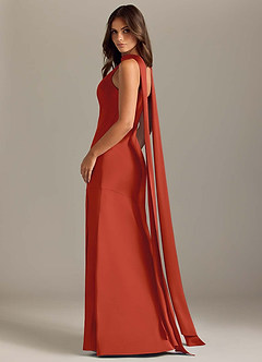 Azazie Kinsley Bridesmaid Dresses Rust Mermaid Side Slit Stretch Satin Dress image6