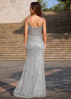 Dazzle Silver Mermaid Prom Dress image2