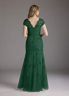 Azazie Marbella Mother of the Bride Dresses Dark Green Mermaid Queen Anne Sequins Lace Dress image5
