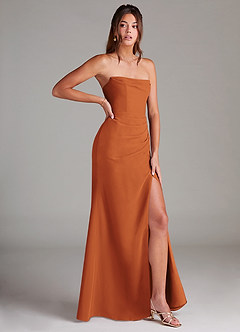 Azazie Leonis Bridesmaid Dresses Cinnamon Sheath Strapless Chiffon Convertible Dress image8