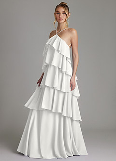 Azazie Deena Brudtärnklänningar Klä av A-Linje i Chiffong Rynkad Vit image5