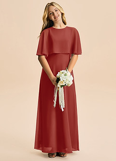 Azazie Maris Junior Abito A-Line in Chiffon Terracotta image4