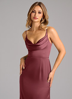 Azazie Aimee Bridesmaid Dresses Desert Rose A-Line Sweetheart Neckline Stretch Satin Dress image5