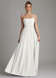 Azazie Elita Bridesmaid Dresses White A-Line Pleated Chiffon Dress image4